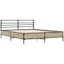 Sonoma oak metal engineered wood bed frame 160x200 cm by vidaXL, Beds and slatted bases - Ref: Foro24-3280053, Price: 144,69 ...