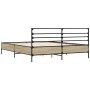 Bettgestell aus Sonoma-Eiche-Metallwerkstoff, 160 x 200 cm von vidaXL, Betten und Lattenroste - Ref: Foro24-3280053, Preis: 1...