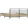 Sonoma oak metal engineered wood bed frame 160x200 cm by vidaXL, Beds and slatted bases - Ref: Foro24-3280053, Price: 144,69 ...