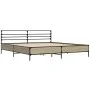 Estructura cama madera ingeniería metal roble Sonoma 180x200 cm de vidaXL, Camas y somieres - Ref: Foro24-3280058, Precio: 14...