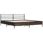 Estructura cama madera ingeniería metal marrón roble 200x200 cm de vidaXL, Camas y somieres - Ref: Foro24-3280066, Precio: 15...