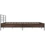 Oak brown metal engineered wood bed frame 200x200 cm by vidaXL, Beds and slatted bases - Ref: Foro24-3280066, Price: 159,99 €...