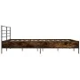 Engineered wood bed frame metal smoked oak 200x200cm by vidaXL, Beds and slatted bases - Ref: Foro24-3280064, Price: 155,01 €...