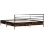 Engineered wood bed frame metal smoked oak 200x200cm by vidaXL, Beds and slatted bases - Ref: Foro24-3280064, Price: 155,01 €...