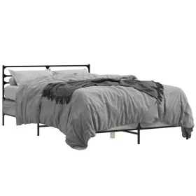 Sonoma gray metal engineered wood bed frame 120x190 cm by vidaXL, Beds and slatted bases - Ref: Foro24-3280070, Price: 129,25...
