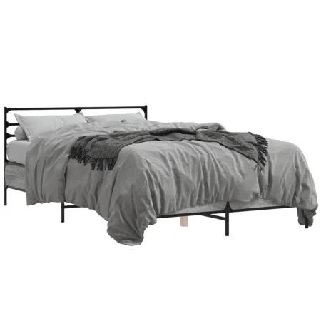 Sonoma gray metal engineered wood bed frame 120x190 cm by vidaXL, Beds and slatted bases - Ref: Foro24-3280070, Price: 129,25...