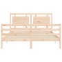 Double bed frame with solid wood headboard by vidaXL, Beds and slatted bases - Ref: Foro24-3194056, Price: 154,23 €, Discount: %