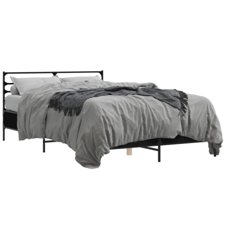 Estructura de cama madera de ingeniería y metal negro 135x190cm de vidaXL, Camas y somieres - Ref: Foro24-3280072, Precio: 13...