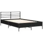 Engineered wood and black metal bed frame 135x190cm by vidaXL, Beds and slatted bases - Ref: Foro24-3280072, Price: 136,72 €,...