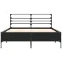 Engineered wood and black metal bed frame 135x190cm by vidaXL, Beds and slatted bases - Ref: Foro24-3280072, Price: 136,72 €,...