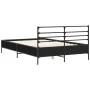 Engineered wood and black metal bed frame 135x190cm by vidaXL, Beds and slatted bases - Ref: Foro24-3280072, Price: 136,72 €,...