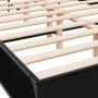 Engineered wood and black metal bed frame 135x190cm by vidaXL, Beds and slatted bases - Ref: Foro24-3280072, Price: 136,72 €,...