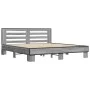 Estructura cama madera ingeniería metal gris Sonoma 200x200 cm de vidaXL, Camas y somieres - Ref: Foro24-3280085, Precio: 164...