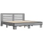 Estructura cama madera ingeniería metal gris Sonoma 200x200 cm de vidaXL, Camas y somieres - Ref: Foro24-3280085, Precio: 166...