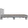 Estructura cama madera ingeniería metal gris Sonoma 200x200 cm de vidaXL, Camas y somieres - Ref: Foro24-3280085, Precio: 164...