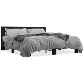Engineered wood and black metal bed frame 180x200cm by vidaXL, Beds and slatted bases - Ref: Foro24-3280087, Price: 162,95 €,...