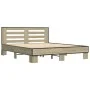 Sonoma oak metal engineered wood bed frame 160x200 cm by vidaXL, Beds and slatted bases - Ref: Foro24-3280093, Price: 148,75 ...