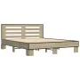 Sonoma oak metal engineered wood bed frame 150x200 cm by vidaXL, Beds and slatted bases - Ref: Foro24-3280098, Price: 144,58 ...