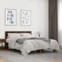 Engineered wood bed frame metal smoked oak 120x200cm by vidaXL, Beds and slatted bases - Ref: Foro24-3280109, Price: 139,84 €...