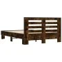 Engineered wood bed frame metal smoked oak 120x200cm by vidaXL, Beds and slatted bases - Ref: Foro24-3280109, Price: 139,84 €...