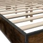 Engineered wood bed frame metal smoked oak 120x200cm by vidaXL, Beds and slatted bases - Ref: Foro24-3280109, Price: 139,84 €...