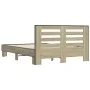 Sonoma oak metal engineered wood bed frame 135x190 cm by vidaXL, Beds and slatted bases - Ref: Foro24-3280123, Price: 140,20 ...