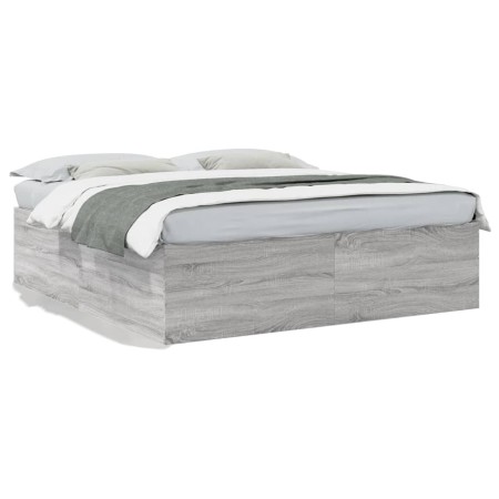 Sonoma-grauer Holzwerkstoff-Bettrahmen 200 x 200 cm von vidaXL, Betten und Lattenroste - Ref: Foro24-3280900, Preis: 164,79 €...
