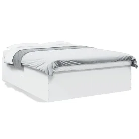 White engineered wood bed frame 160x200 cm by vidaXL, Beds and slatted bases - Ref: Foro24-3280909, Price: 151,87 €, Discount: %