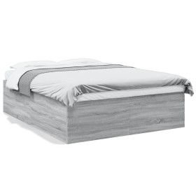 Sonoma-grauer Holzwerkstoff-Bettrahmen 160 x 200 cm von vidaXL, Betten und Lattenroste - Ref: Foro24-3280914, Preis: 153,49 €...