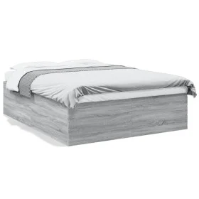 Sonoma gray engineered wood bed frame 160x200 cm by vidaXL, Beds and slatted bases - Ref: Foro24-3280914, Price: 151,66 €, Di...