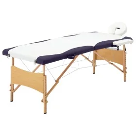 Folding massage table 2 zones white and purple wood by vidaXL, massage tables - Ref: Foro24-110209, Price: 157,46 €, Discount: %
