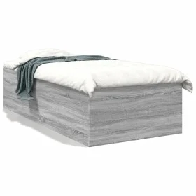 Sonoma gray engineered wood bed frame 100x200 cm by vidaXL, Beds and slatted bases - Ref: Foro24-3280963, Price: 104,33 €, Di...