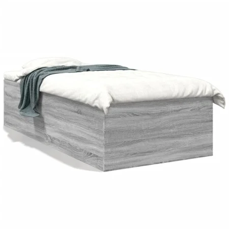 Sonoma gray engineered wood bed frame 100x200 cm by vidaXL, Beds and slatted bases - Ref: Foro24-3280963, Price: 104,33 €, Di...
