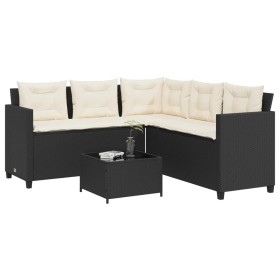 L-förmiges Gartensofa mit schwarzem PE-Rattantisch und Kissen von vidaXL, Gartensets - Ref: Foro24-369039, Preis: 268,74 €, R...