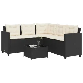 L-shaped garden sofa with black PE rattan table and cushions by vidaXL, Garden sets - Ref: Foro24-369039, Price: 305,32 €, Di...