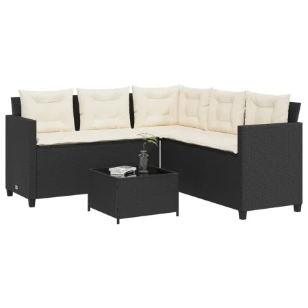 L-shaped garden sofa with black PE rattan table and cushions by vidaXL, Garden sets - Ref: Foro24-369039, Price: 305,32 €, Di...