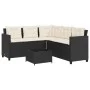L-shaped garden sofa with black PE rattan table and cushions by vidaXL, Garden sets - Ref: Foro24-369039, Price: 305,32 €, Di...