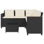 L-shaped garden sofa with black PE rattan table and cushions by vidaXL, Garden sets - Ref: Foro24-369039, Price: 268,74 €, Di...