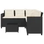 L-shaped garden sofa with black PE rattan table and cushions by vidaXL, Garden sets - Ref: Foro24-369039, Price: 305,32 €, Di...