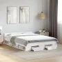 White engineered wood bed frame with drawers 150x200 cm by vidaXL, Beds and slatted bases - Ref: Foro24-3280741, Price: 161,9...
