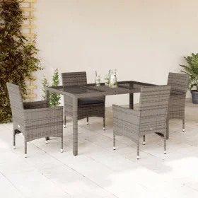Garden dining set 5 pieces and gray glass synthetic rattan cushions by vidaXL, Garden sets - Ref: Foro24-3278557, Price: 405,...