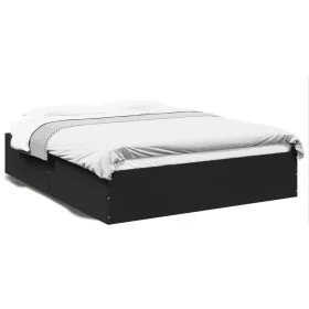 Black engineered wood bed frame 160x200 cm by vidaXL, Beds and slatted bases - Ref: Foro24-3281001, Price: 130,80 €, Discount: %