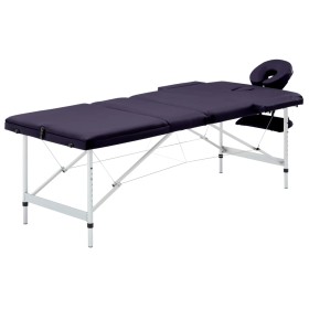 Camilla de masaje plegable 3 zonas aluminio morado