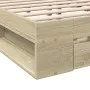 Sonoma oak engineered wood bed with drawers 200x200 cm by vidaXL, Beds and slatted bases - Ref: Foro24-3280722, Price: 173,22...