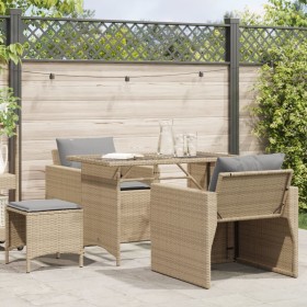 Juego de sofás jardín con cojines 4 pzas ratán sintético beige by vidaXL, Garden sets - Ref: Foro24-366363, Price: 229,71 €, ...