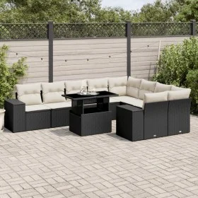 Gartensofa-Set, 10-teilig, mit schwarzen Kissen und synthetischem Rattan. von vidaXL, Gartensets - Ref: Foro24-3269386, Preis...