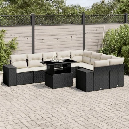 Set de sofás de jardín 10 pzas cojines ratán sintético negro by vidaXL, Garden sets - Ref: Foro24-3269386, Price: 651,08 €, D...