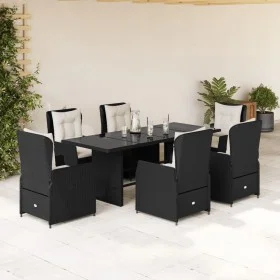 Set de comedor de jardín 7 pzas y cojines ratán sintético negro by vidaXL, Garden sets - Ref: Foro24-3262777, Price: 800,37 €...