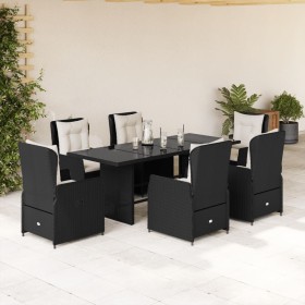 Set de comedor de jardín 7 pzas y cojines ratán sintético negro by vidaXL, Garden sets - Ref: Foro24-3262777, Price: 810,46 €...