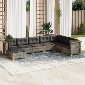 Set de sofás de jardín 8 pzas y cojines ratán sintético gris by vidaXL, Garden sets - Ref: Foro24-3261954, Price: 608,80 €, D...